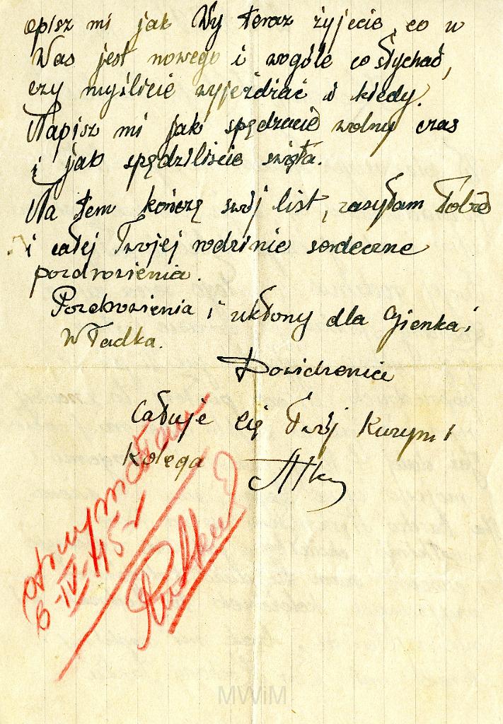 KKE 3507-1-a.jpg - Dok w języku Rosyjskim, List Do JAna Rutkowskiego od kuzyna Alfreda Ślusarczyka, poczta polowa, 1945 r.